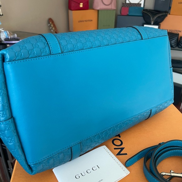 Gucci Turquise Blue Guccisimssa Dome crossbody tote - Picture 9 of 14